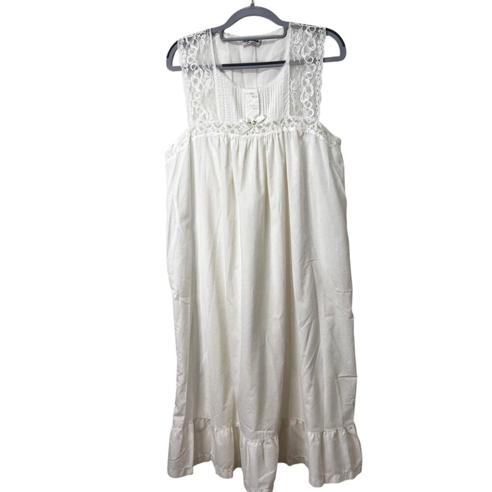 Vintage Gilead White Lace Nightgown Cottagecore Prairie Nightdress USA Made | L